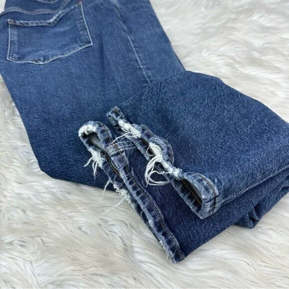 Agolde Women’s Blue‎ Riley Button-Fly Straight Leg Designer Jeans W32-34/L26